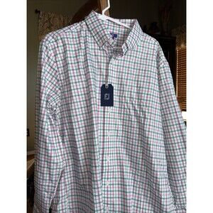 NWT MEN'S XL FOOTJOY BUTTON DOWN WHITE/GREEN/PINK SHIRT GOLF ACTIVE WEAR NEW